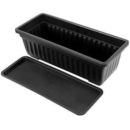 JOIKIT 17 Inches Black Plastic Planter Box, 6 Packs, Good Drainage, Indoor Outdoor Usage, for Garden, Windowsill, Patio, Balcony - color: Black