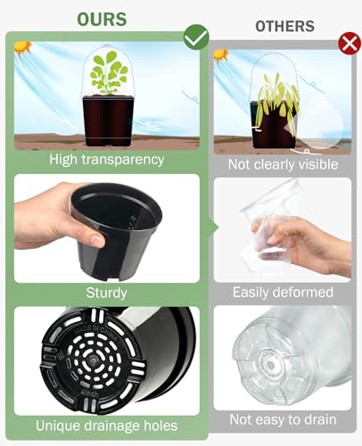 homenote 4 Inch Black Nursery Pots with Humidity Domes and Labels (30 Pcs) - color: Black-with Lid, size: 4 Inch-30 Pack