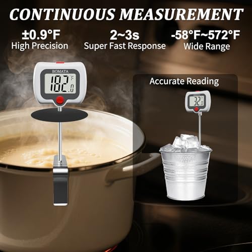 BOMATA Digital Candy Thermometer with Pot Clip, Deep Fry Oil Thermometer - color: White