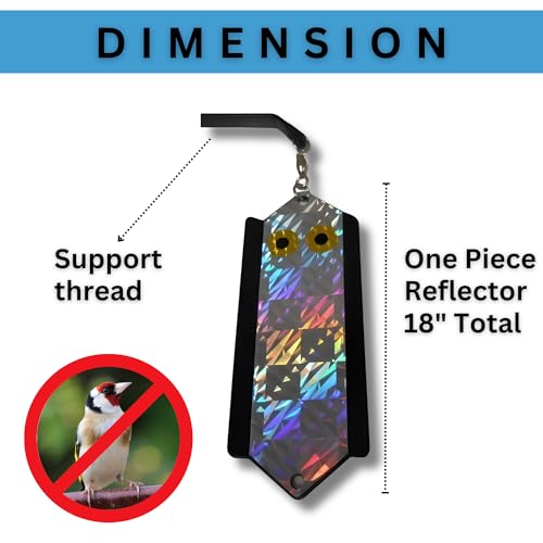 WCS Avian Spinner Bird Deterrent - Holographic Reflective Woodpecker Repellent with Predator Eyes - Wind-Powered, No Batteries - Protects Siding, Eaves & Trim from Pecking Damage
