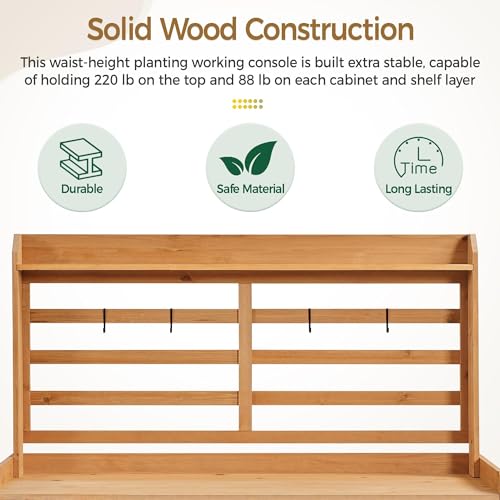 Yaheetech Outdoor Potting Bench with Storage, Planting Table for Patio,Wood - color: Wood