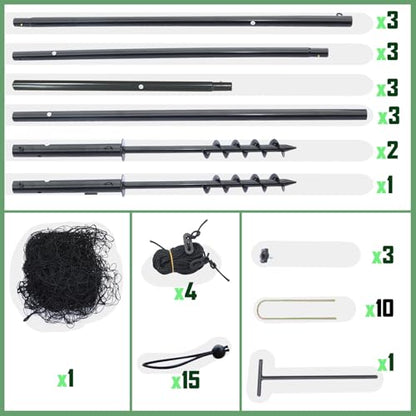 Ball Stop System - Soccer Backstop Net, Heavy Duty, High Impact, Practice Barrier - size: Socketed - 4 inch Net, style: 30FT X 12FT