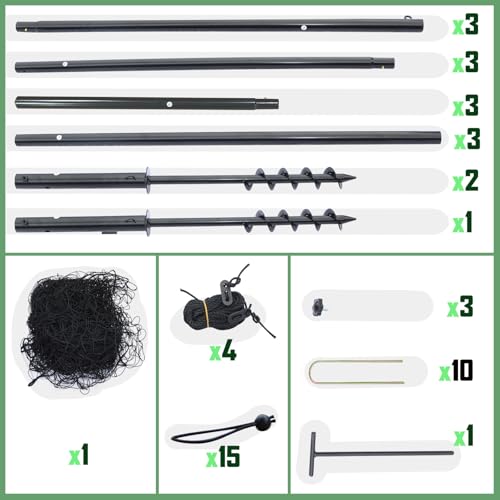 Ball Stop System - Soccer Backstop Net, Heavy Duty, High Impact, Practice Barrier - size: Socketed - 4 inch Net, style: 30FT X 12FT