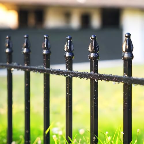 Thealyn 36"H x 28"W Metal Garden Fence, No Digging, Animal Barrier,11.6 Ft - color: Black, size: 36″ H x 11.5 ft (5 Panels)