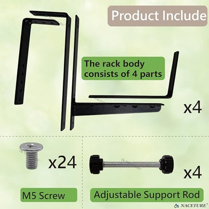 4 Pack Adjustable Window Box Brackets for Railing, Measure Before Ordering - color: Black 4 Pack