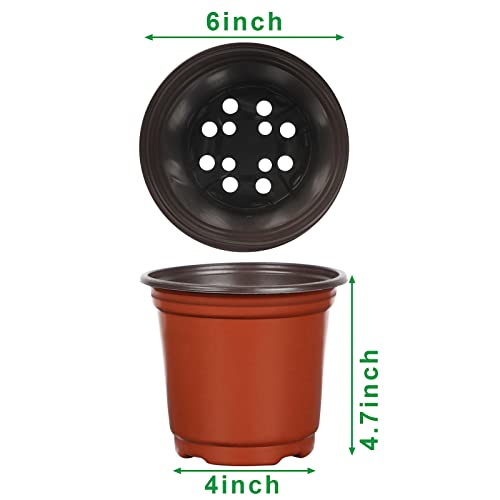 Augshy 40 Pcs 6 Inches Plastic Plant Nursery Seed Starting Pot for Outdoor - size: 6 Inch