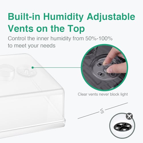 SOLIGT Thick Plastic 5-Set Strong Seed Starter Trays with 5" Humidity Domes - size: 5 Set