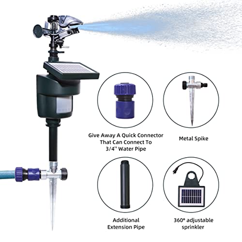 Outdoor Repellent for Yard Motion Activated with Solar Panel Water Spray Garden Sprinkler Irrigation System - color: Dark green
