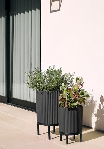 Veradek Demi Series Raised Duo Planters - Set of 2 Planters with Stands - color: Black/Black, size: Bundle