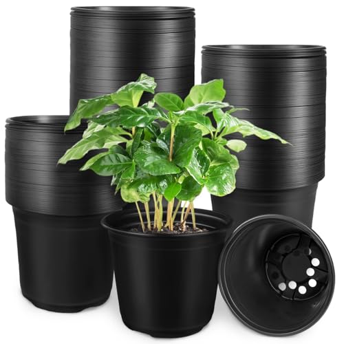 Anyumocz 120Pcs 0.5 Gallon Plant Nursery Pots,Plastic Pots with Drainage Holes,Garden Flower Container Seedling Pot for Planting,Transplanting,Succulents,Cuttings(Black) - size: 120 Pieces 0.5 Gallon