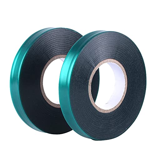 2 Rolls Stretch Tie Tape Garden Tie Green Thick Plant Ribbon for Indoor Outdoor Patio Plant Tree, Branches, Climbing Planters, Flowers, 0.5 Inch Wide by 150 Feet Long - size: 0.5 Inch