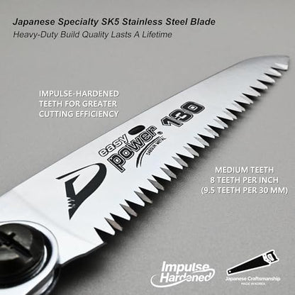 TONMA 5" Pocket Folding Saw, Made in Korea, 130mm Medium Teeth - size: 5 inches (130mm)