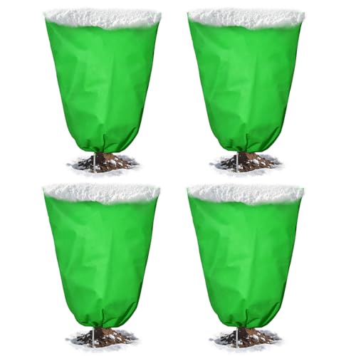 4pcs Plant Covers Freeze Protection,23.6x31.49 Small Cold Weather Frost Cloth Plant Freeze Protection, Frost Blankets for Winter Outdoor Plants Tree Shrub Bush, with Drawstring - size: 23.6"x31.49"