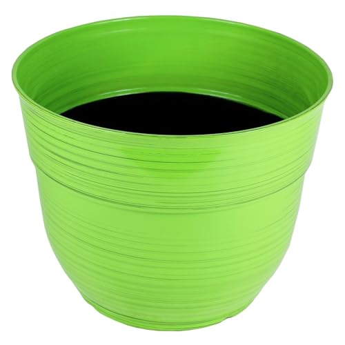 Garden Elements Indoor/Outdoor Glazed Brushed Happy Plastic Planter, Large, Bright Green, 15" - color: Bright Green