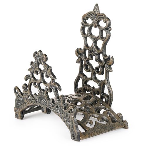 Sungmor Heavy Duty Cast Iron Garden Hose Holder - Wall Mounted Water Hose Hanger - Antique Emblem Decorative Hose Reel - Water Hose Rack Butler Storage - Two Installation Methods Wall Decor Holder - color: Shape D-Emblem