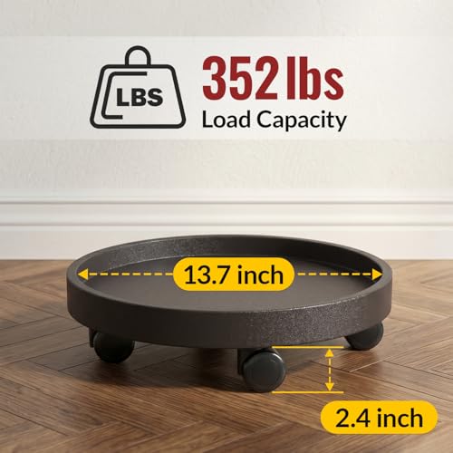 15.5" Plant Caddy with Wheels - Rolling Plant Caddy Total Capacity 352 lbs - size: 15.5"