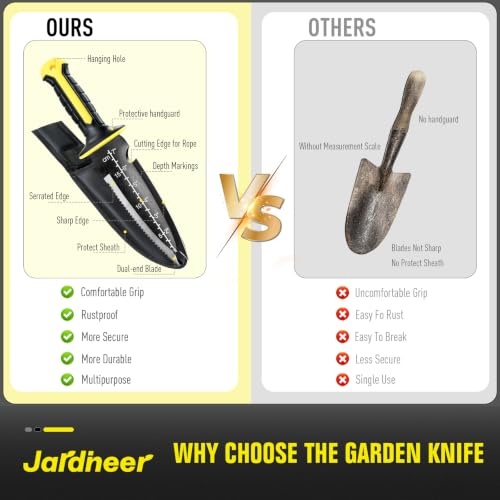 Hori Hori Garden Knife Tool with Full‑Tang Blade, 7" Weeding Knife
