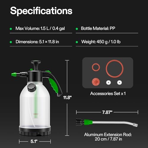 VIVOSUN 50oz Pump Sprayer, Portable Water Spray Bottle - size: 50oz