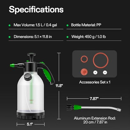 VIVOSUN 50oz Pump Sprayer, Portable Water Spray Bottle - size: 50oz