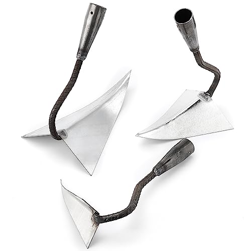 3 PCS Hoe Garden Tool Set, Triangle Gardening Hoes with Sharp Blade, Hand Plow Hoes for Digging, Backyard Weeding, Loosing Soil - size: Triangular Hoes 3PCS