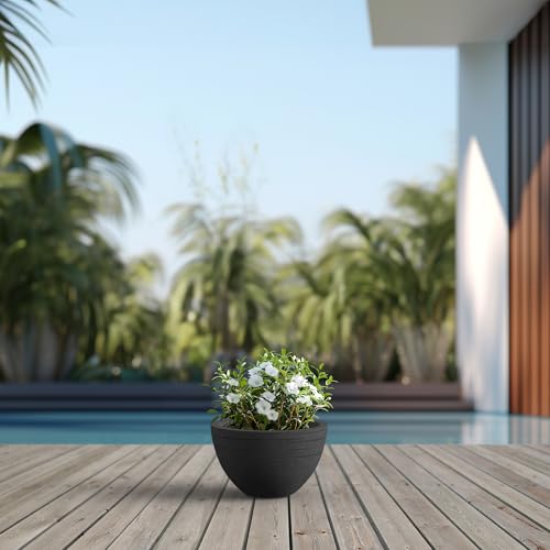 Kante Dark Gray Concrete Planter 11.8" Dia All-Weather Round Small Pot