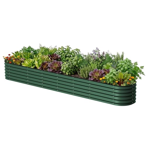 Vego garden 17" Tall 2' x 12' Giant Modular Metal Raised Garden Bed Kit, Large Metal Planter Box for Vegetables, Flowers, Herbs, British Green - color: British Green, size: 2' x 12'
