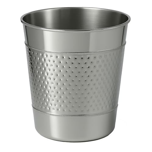 happimess Riley 2 Gal Hammered Steel Bin 10" H, Polished Steel - color: Polished Steel, size: Set of 1