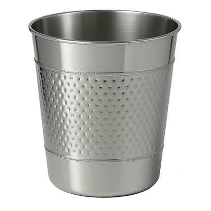 happimess Riley 2 Gal Hammered Steel Bin 10" H, Polished Steel - color: Polished Steel, size: Set of 1