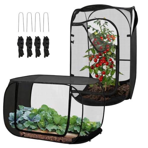 24"x24"x36" Pop Up Mesh Plant Covers, Insect Barrier Plant Enclosure - color: Black