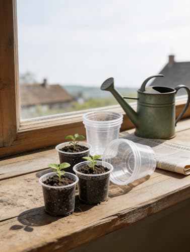 JOPY Plant Nursery Pots with Humidity Dome Seed Starter Pots Seedlings Planting Pots Small Planter Containers with Drainage Holes (Transparent, 5/6/7 inch-30Pcs) - size: 5/6/7 inch-30Pcs