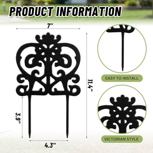 4 Pcs Iron Sheet Decorative Garden Edging, Rustic, Black