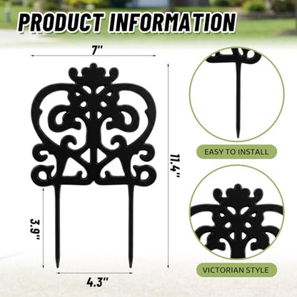 4 Pcs Iron Sheet Decorative Garden Edging, Rustic, Black