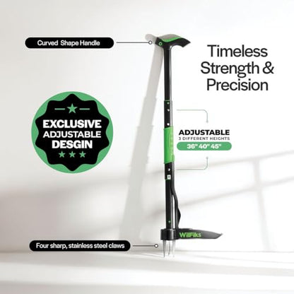 Weed Puller Tool with Long Adjustable Handle (36", 40", & 45"), Quick-Release Weed Ejector Mechanism, Lightweight Aluminum Stand-Up Heavy Duty Weed Remover, 4-Claw Head & Foot Pedal for Easy Weeding - size: Large