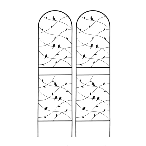 Garden Trellis for Climbing Plants Outdoor, 2-Pack 71" Metal Rustproof - color: Bird-2pacs-Black, size: 71×19.7"