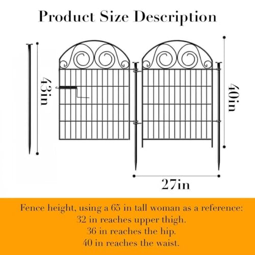 Getlay Tall Garden Animal Barrier Fencing with Gate, 40 Inch(H) 20 Panels Total Length 43.7 Ft Outdoor Dog Fence, Picket Fences, Reusable Decorative Fence for Garden │Patented - size: 40''(H)-20panels-43.7ft(L)