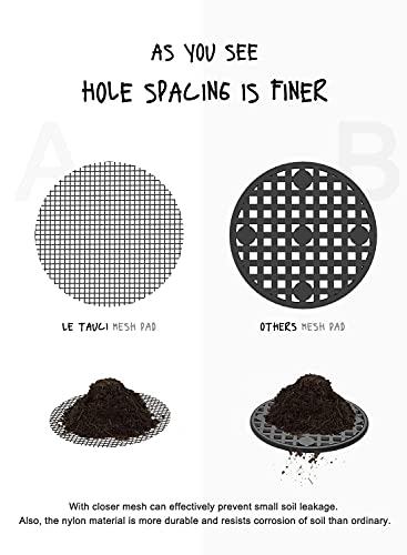 LE TAUCI Plant Pot Drainage Hole Mesh Pads, 4-Inch Round, 50-Pack - size: 4 Inch