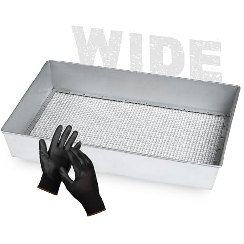 Wide Soil Sifter, 1/4-inch Galvanized Garden Sieve with Gloves - size: 1/4 inch