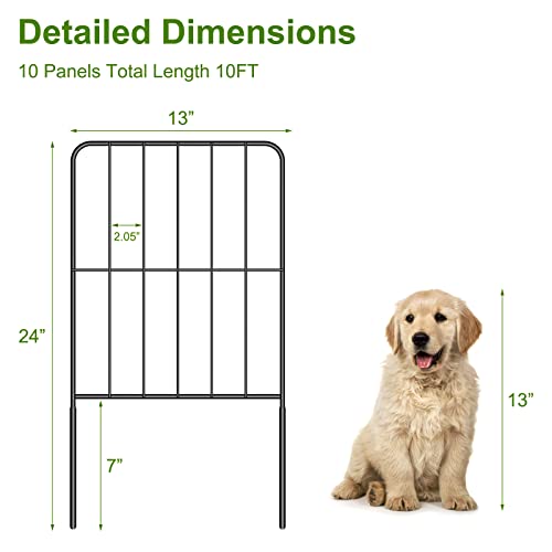 PINPON 10-Pack Square Garden Fence 24inH x 10ftL Rustproof Animal Barrier - size: 10ft-10pack