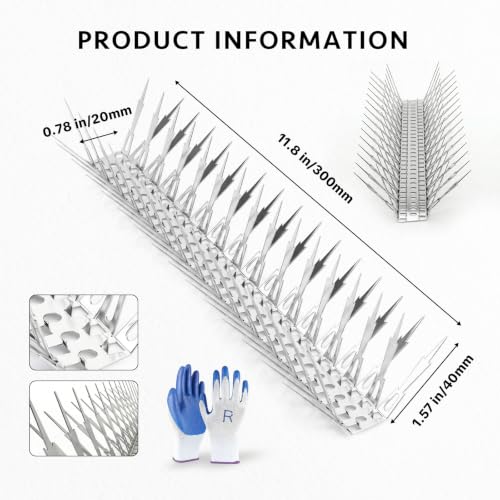 OFFO Bird Spikes for Outside, 304 Stainless Steel, 5 Pack 5 Ft, Silver - color: Bright Silver