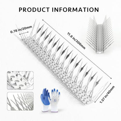 OFFO Bird Spikes for Outside, 304 Stainless Steel, 5 Pack 5 Ft, Silver - color: Bright Silver