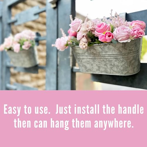 LaLaGreen Outdoor Rail Planter (11.2 in, 4 Pack) Silver Metal Hanging Pot - size: 11.2" (28 cm) x 4 Pack
