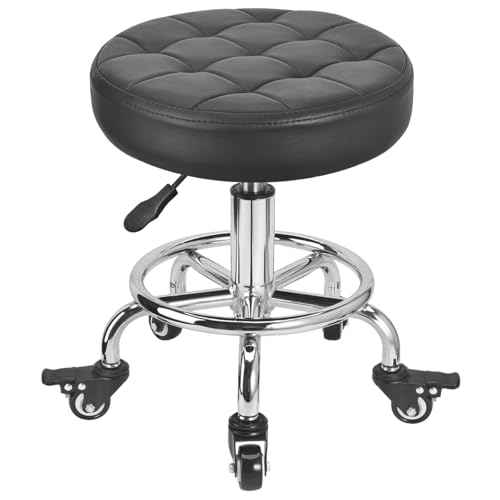 FLOLXNB Rolling Stool Low Roller Seat PU Leather, Rolling Chair Height Adjustable, Garage Stool with Wheels for Manicure Mechanic Home Office Garage Shop (Style 2) - style: Style 2