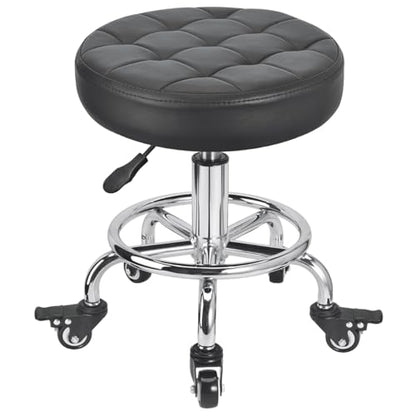 FLOLXNB Rolling Stool Low Roller Seat PU Leather, Rolling Chair Height Adjustable, Garage Stool with Wheels for Manicure Mechanic Home Office Garage Shop (Style 2) - style: Style 2