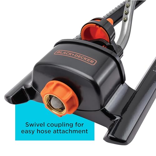 Black + Decker® 3,600 Sq Ft Metal Oscillating Sprinkler – Durable, Adjustable, Even-Coverage Watering BD3435
