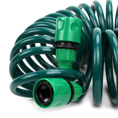 EVA Recoil Garden Hose 25ft - Includes 7 Pattern Spray Nozzle,Retractable Curly Water Hose (green) - color: Green