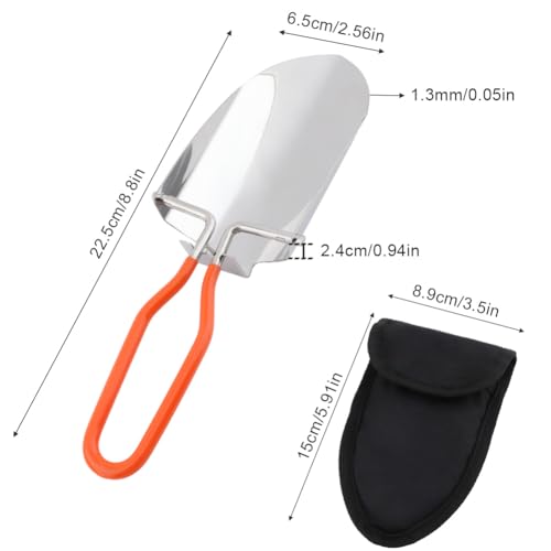 Folding Camping Shovel, Mini Lightweight Garden Shovel, Stainless Steel Hiking Trowel Entrenching Tool, Digging Shovel with Carrying Pouch, for Planting, Transplanting, Weeding, Digging Soil(8.8inch)