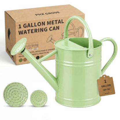 1 Gallon Metal Watering Can for Indoor Outdoor Plants, Pistachio Green - color: Pistachio Green