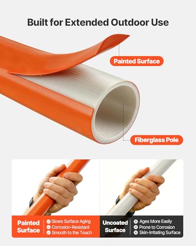 VEVOR Manual Pole Saw, 7.3-27 ft Extendable Tree Pruner, Sharp Steel Blade and Scissors High Branches Trimming, Branch Trimmer with Lightweight 8 Fiberglass Handles, for Pruning Palms and Shrubs