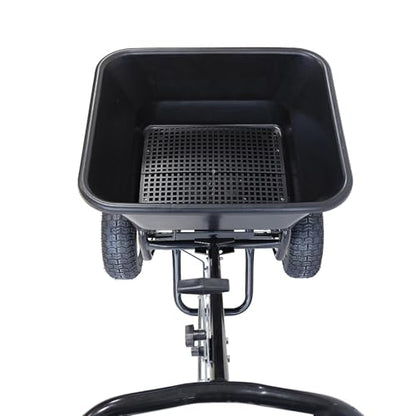 Fertilizer Spreader, Walk-Behind Push Broadcast Spreader - All Season, 100lb Capacity, 13in All-Terrain Pneumatic Tires, Grate/Cover/Enclosed Gearbox, for Seed/Fertilizer/Salt/Snow Melt
