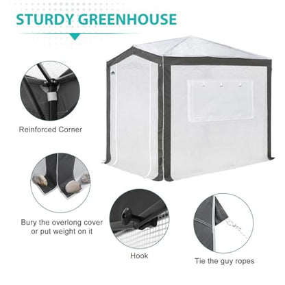 EAGLE PEAK 8x6 Walk in Pop Up Greenhouse, Gray/White - color: Gray/White, size: 8x6